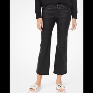 Izzy Lamb Leather Cropped Flared Pants